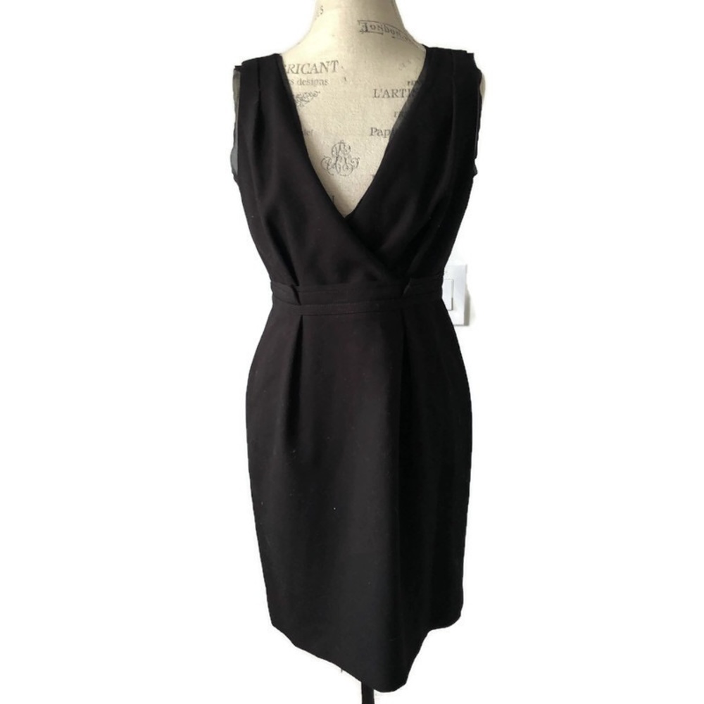 Ann Taylor LOFT Deep V Neck Black Sheath Dress